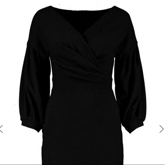 NWT. Black Off shoulder Wrap Dress - Picture 3 of 6